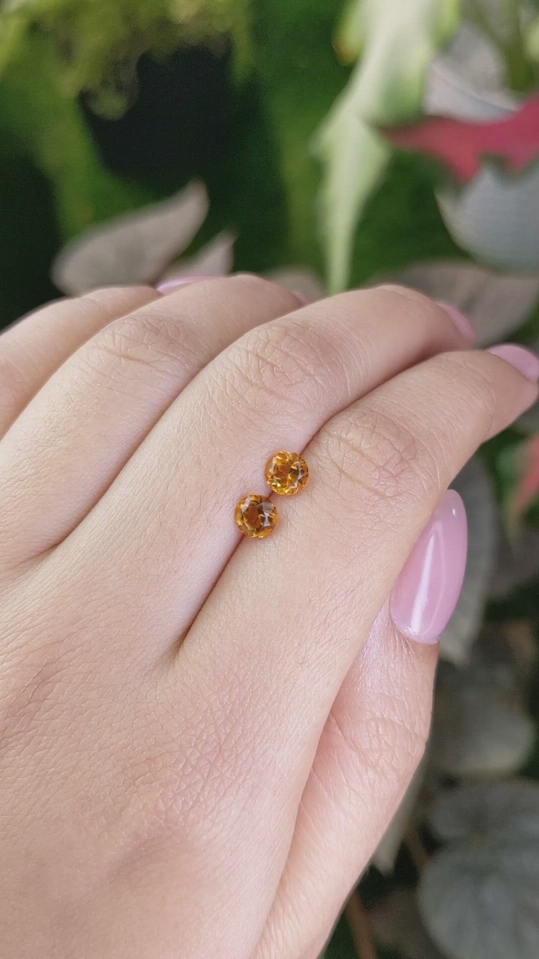 0.93 Ct.Tw.Total Carat Weight Yellowish Orange Madeira Citrine Pair from Brazil Size Video