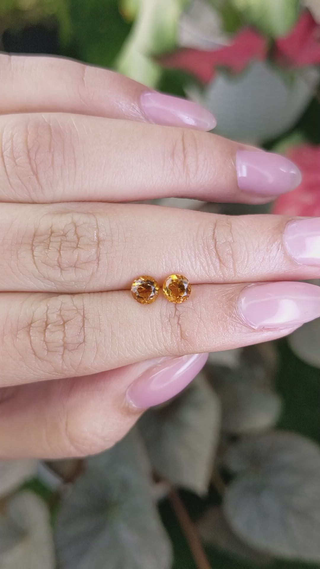 0.93 Ct.Tw.Total Carat Weight Yellowish Orange Madeira Citrine Pair from Brazil Size Video