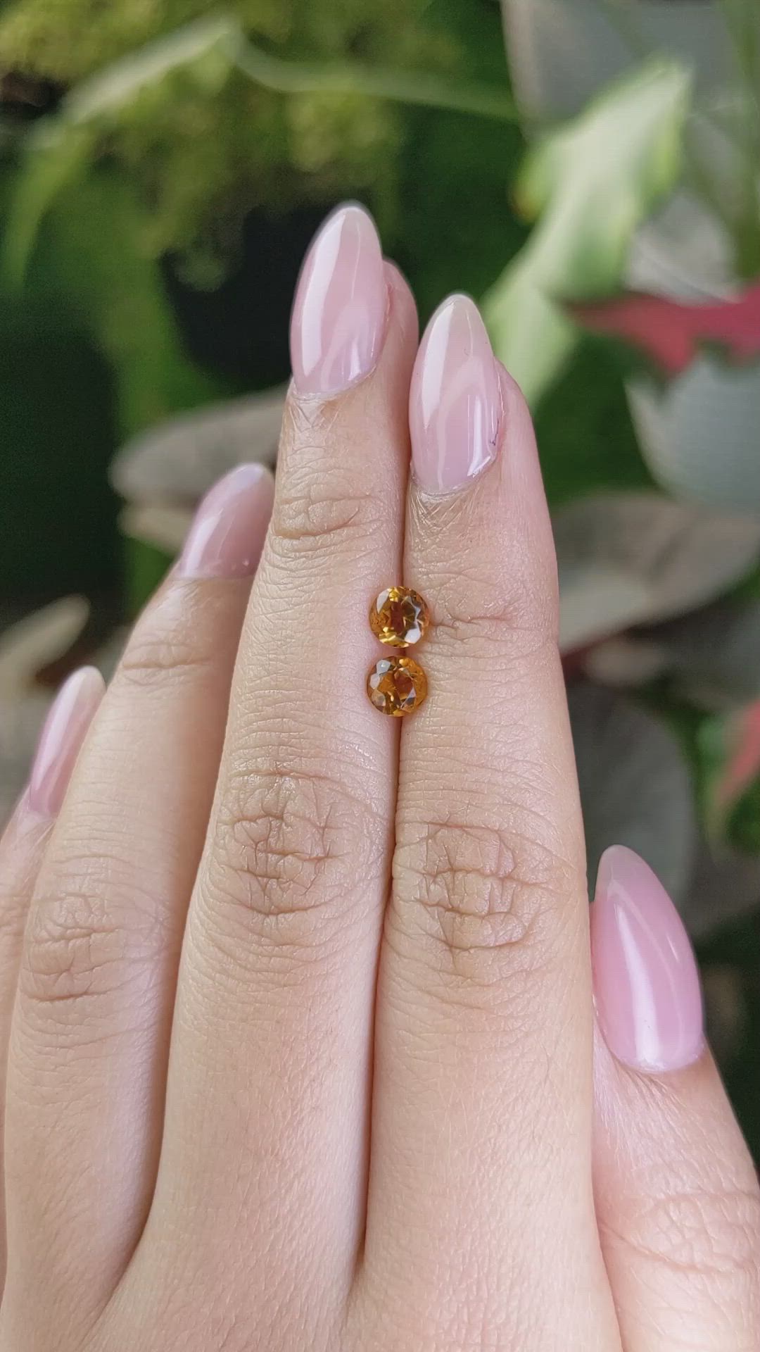 0.93 Ct.Tw.Total Carat Weight Yellowish Orange Madeira Citrine Pair from Brazil Size Video