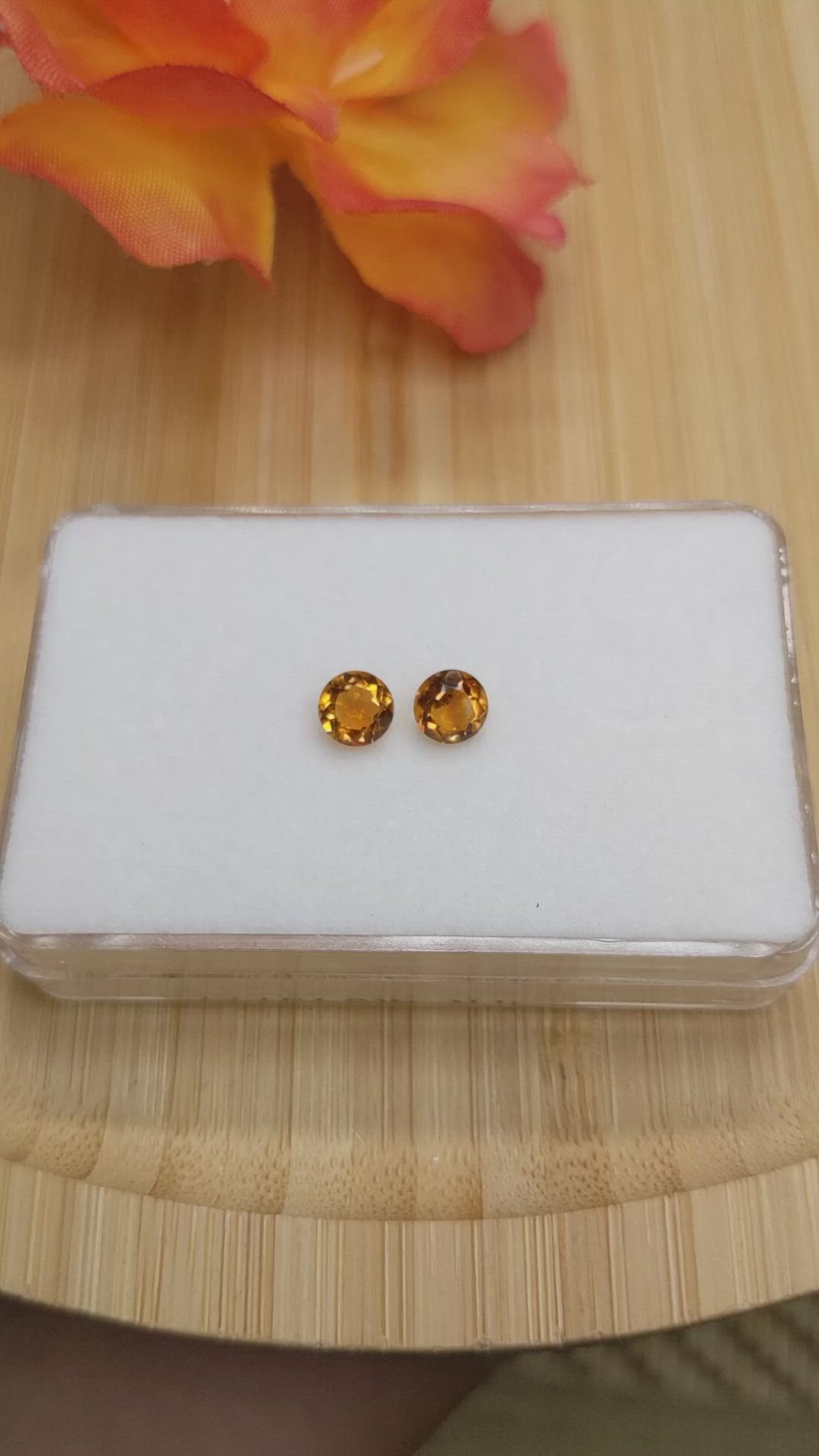 0.86&nbsp;Ct.Tw.Total Carat Weight Orange Madeira Citrine Pair from Brazil Size Video