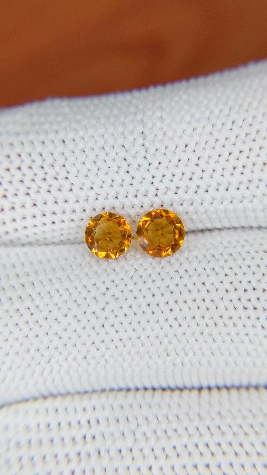 0.80 Ct.Tw.Total Carat Weight Orange Madeira Citrine Pair from Brazil Size Video