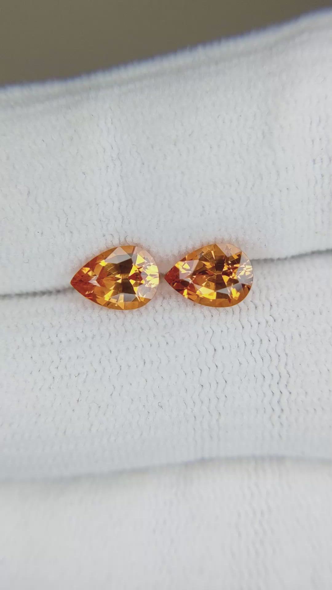 2.40&nbsp;Ct.Tw.Total Carat Weight Orange Spessartite Garnet Pair from Namibia Size Video