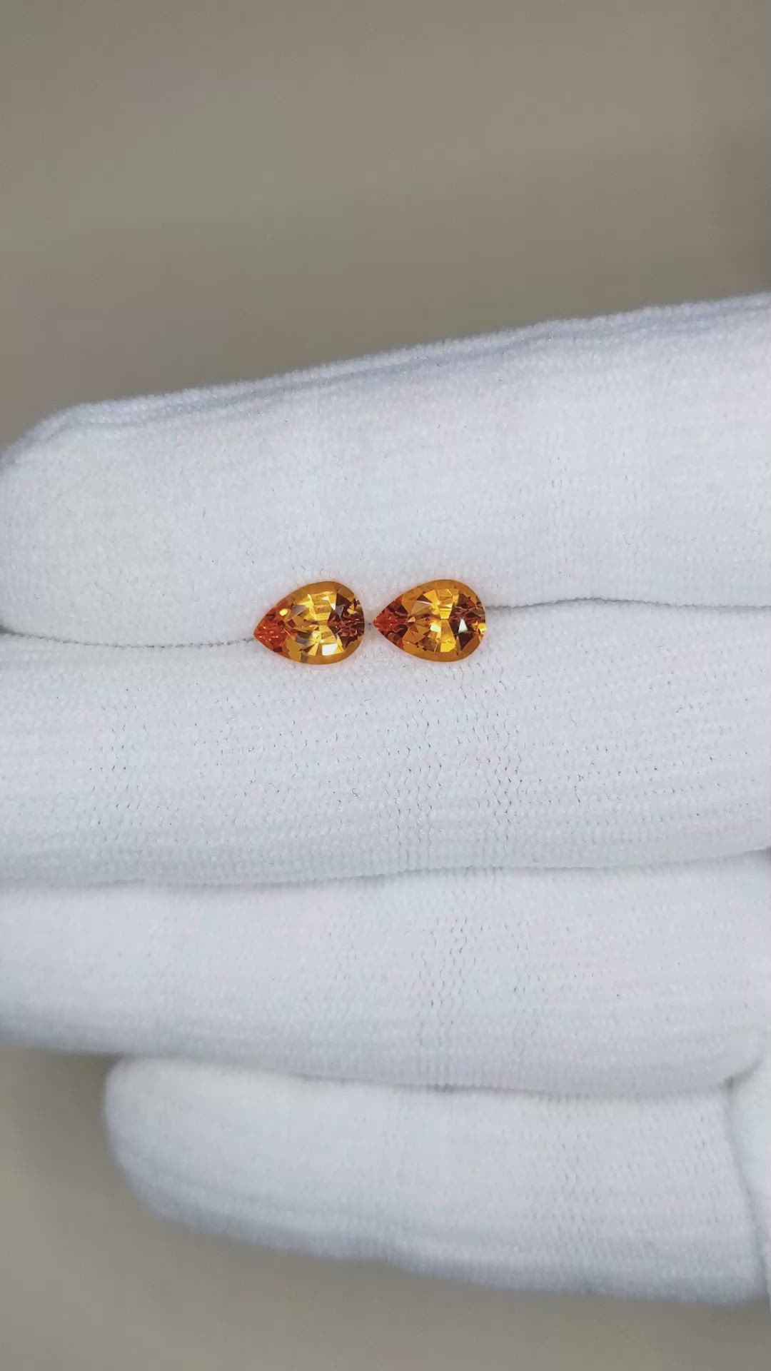 2.40&nbsp;Ct.Tw.Total Carat Weight Orange Spessartite Garnet Pair from Namibia Size Video