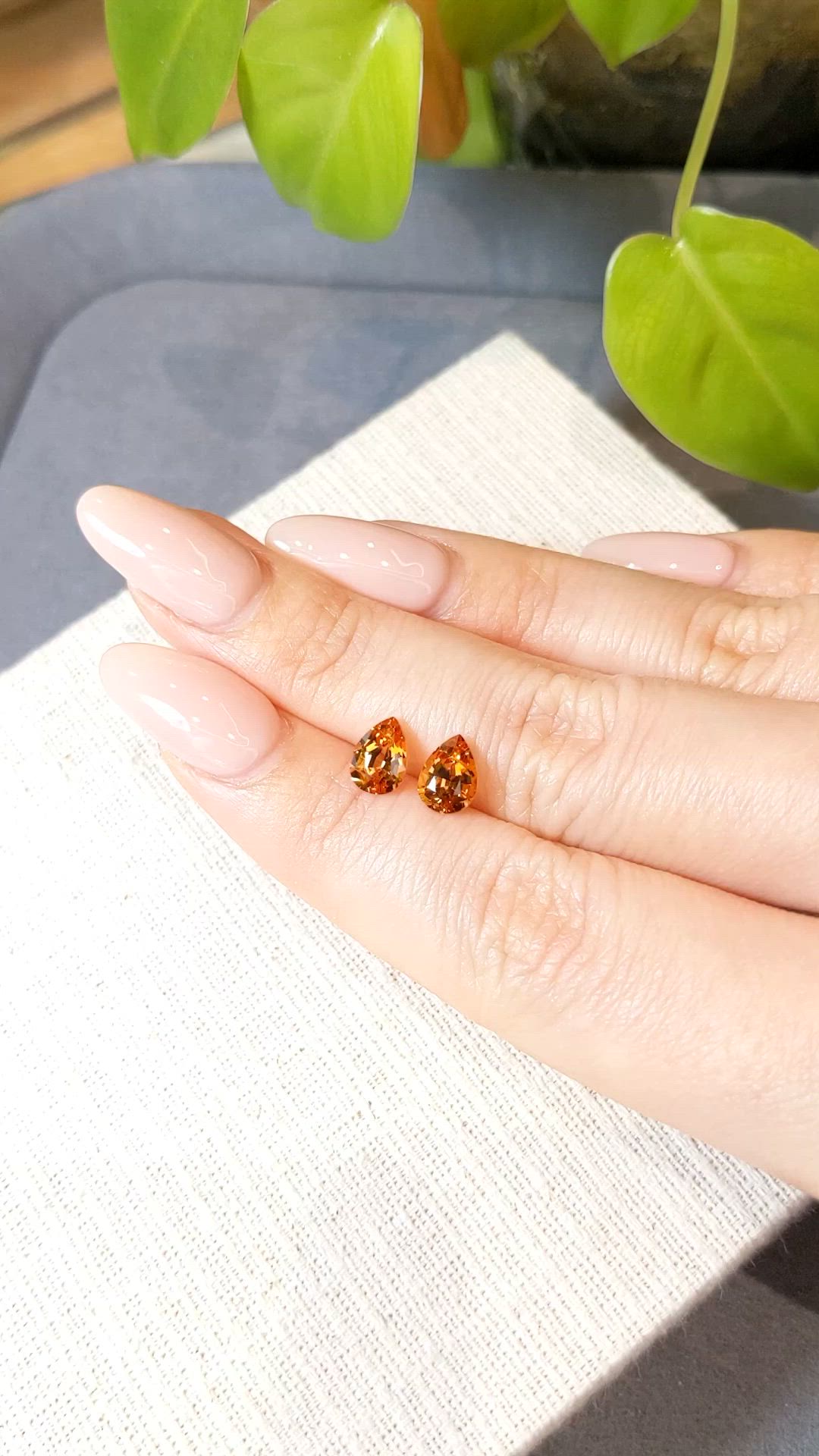 2.40&nbsp;Ct.Tw.Total Carat Weight Orange Spessartite Garnet Pair from Namibia Size Video