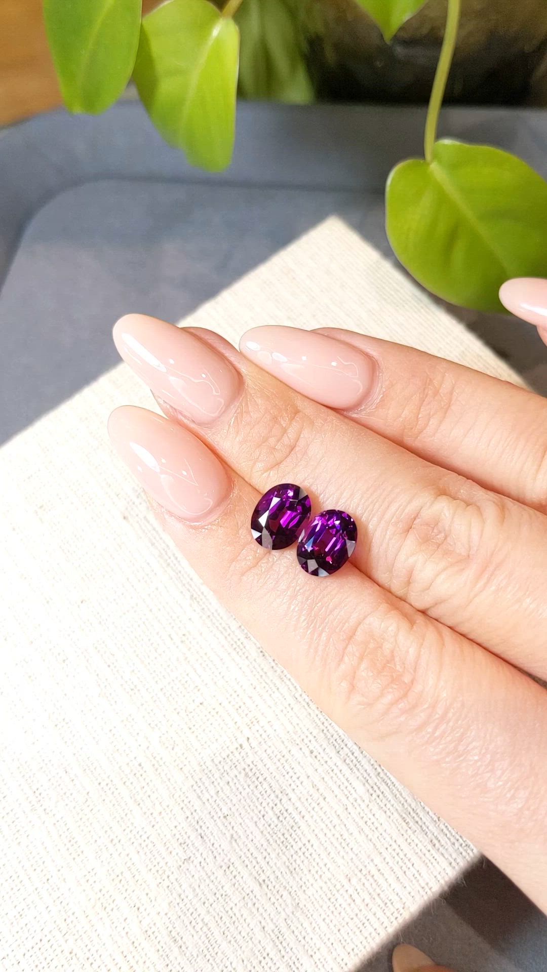 5.15&nbsp;Ct.Tw.Total Carat Weight Purple Garnet Pair from Mozambique Size Video