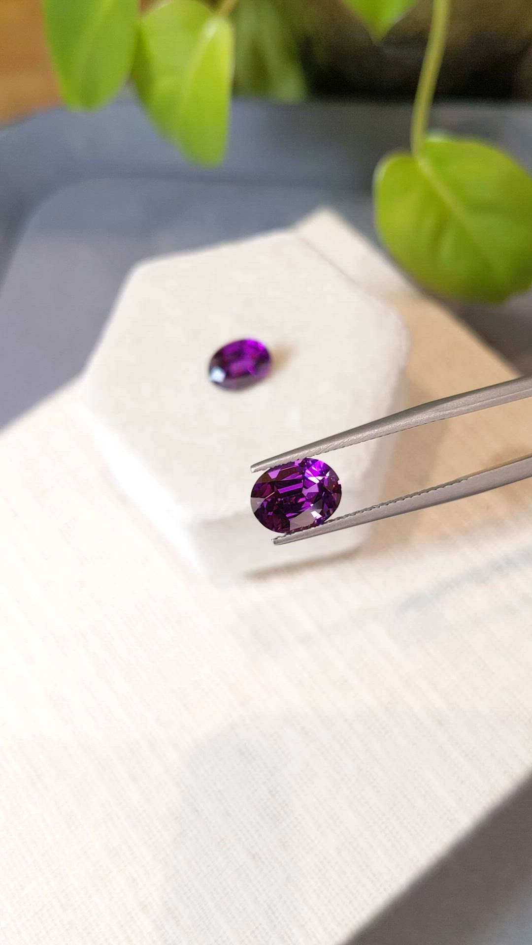 5.15&nbsp;Ct.Tw.Total Carat Weight Purple Garnet Pair from Mozambique Size Video