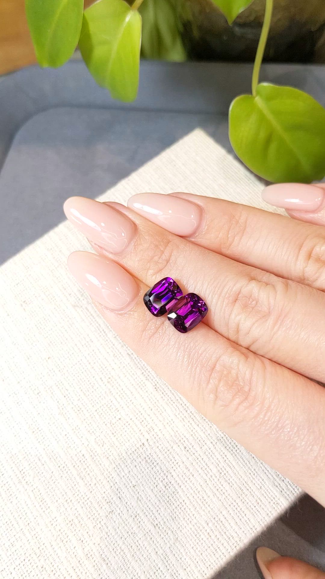 5.68&nbsp;Ct.Tw.Total Carat Weight Purple Garnet Pair from Mozambique Size Video