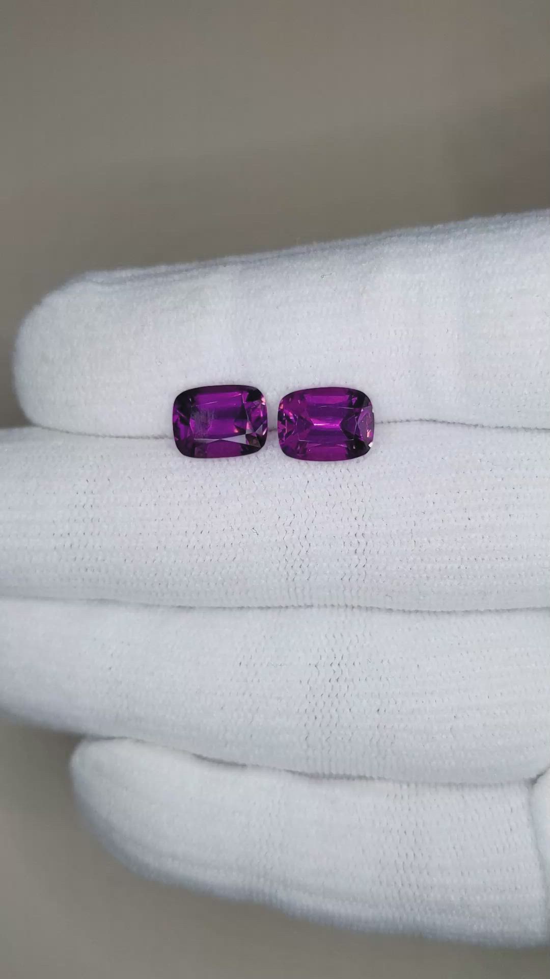 5.68&nbsp;Ct.Tw.Total Carat Weight Purple Garnet Pair from Mozambique Size Video