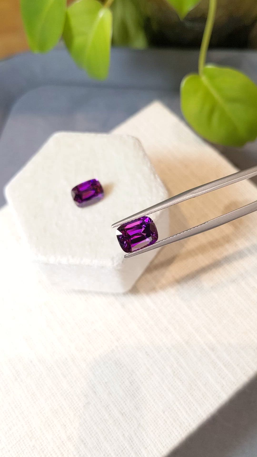 5.68&nbsp;Ct.Tw.Total Carat Weight Purple Garnet Pair from Mozambique Size Video