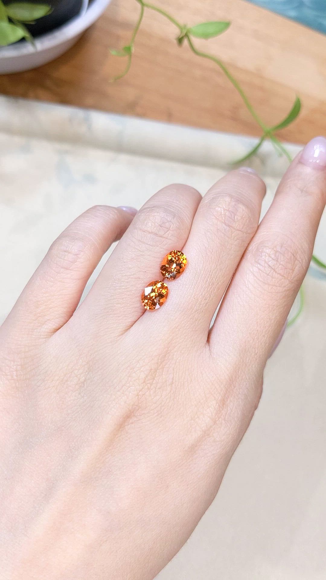 3.26&nbsp;Ct.Tw.Total Carat Weight Orange Spessartite Garnet Pair from Tanzania Size Video