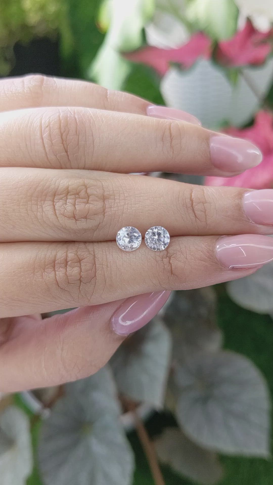 2.23&nbsp;Ct.Tw.Total Carat Weight White Zircon Pair from Ceylon (Sri Lanka) Size Video