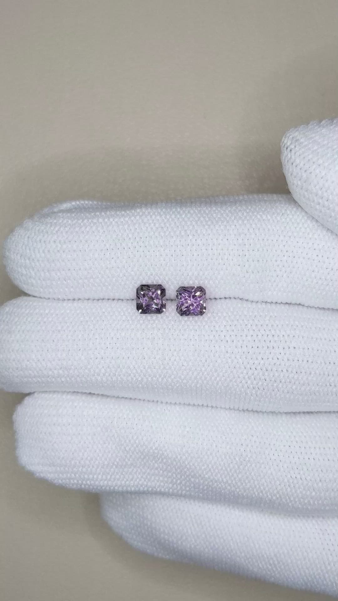 1.16&nbsp;Ct.Tw.Total Carat Weight Purplish Grey Spinel Pair from Ceylon (Sri Lanka) Size Video
