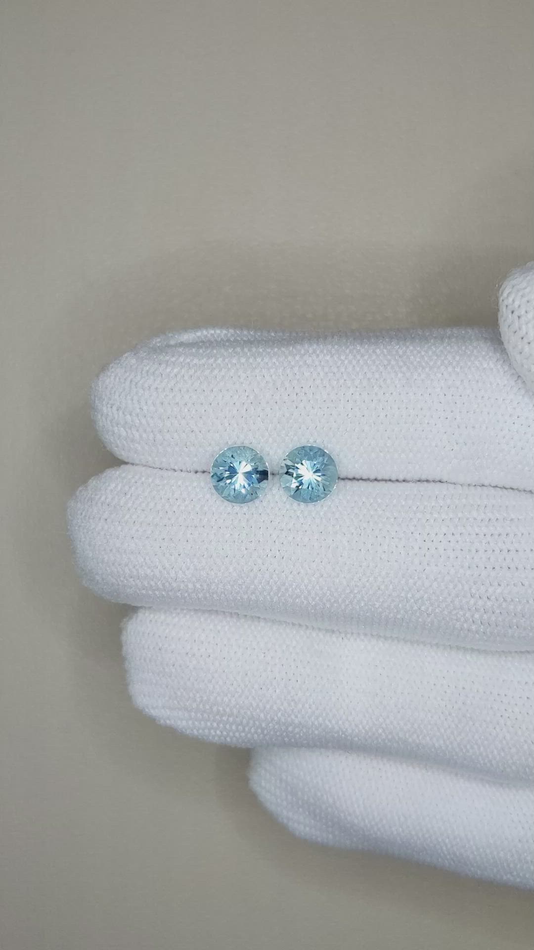 1.56&nbsp;Ct.Tw.Total Carat Weight Blue Aquamarine Pair from Brazil Size Video