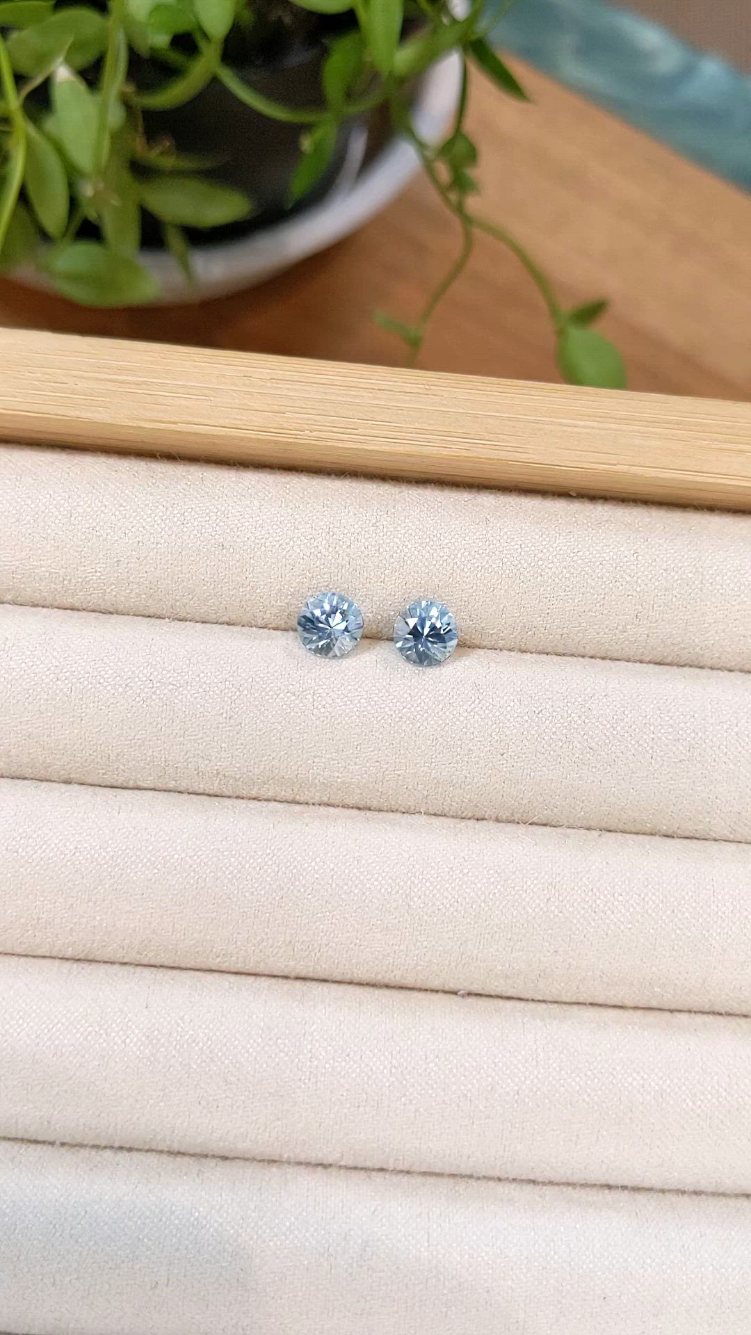 1.56&nbsp;Ct.Tw.Total Carat Weight Blue Aquamarine Pair from Brazil Size Video