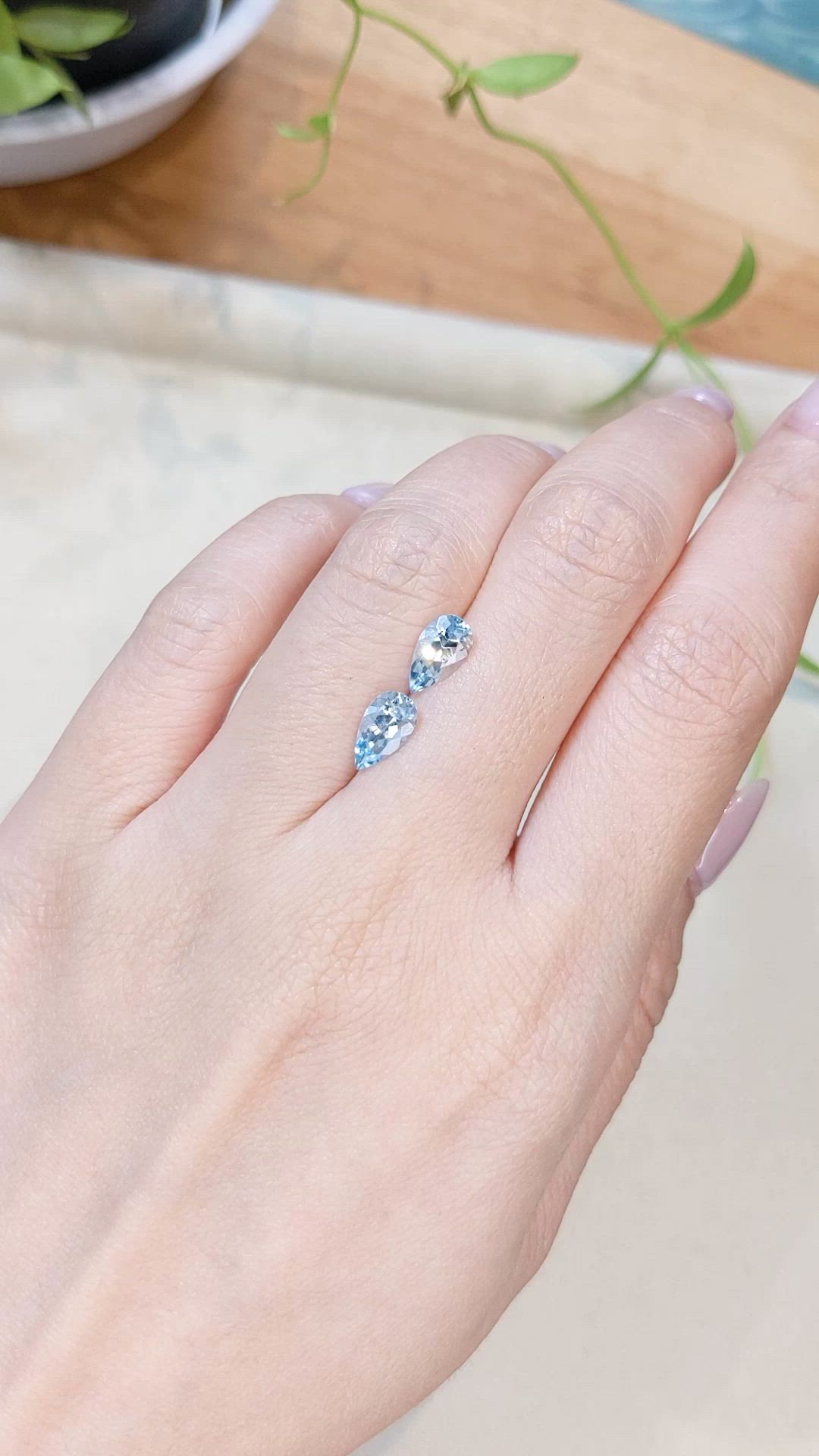 1.71&nbsp;Ct.Tw.Total Carat Weight Blue Aquamarine Pair from Brazil Size Video