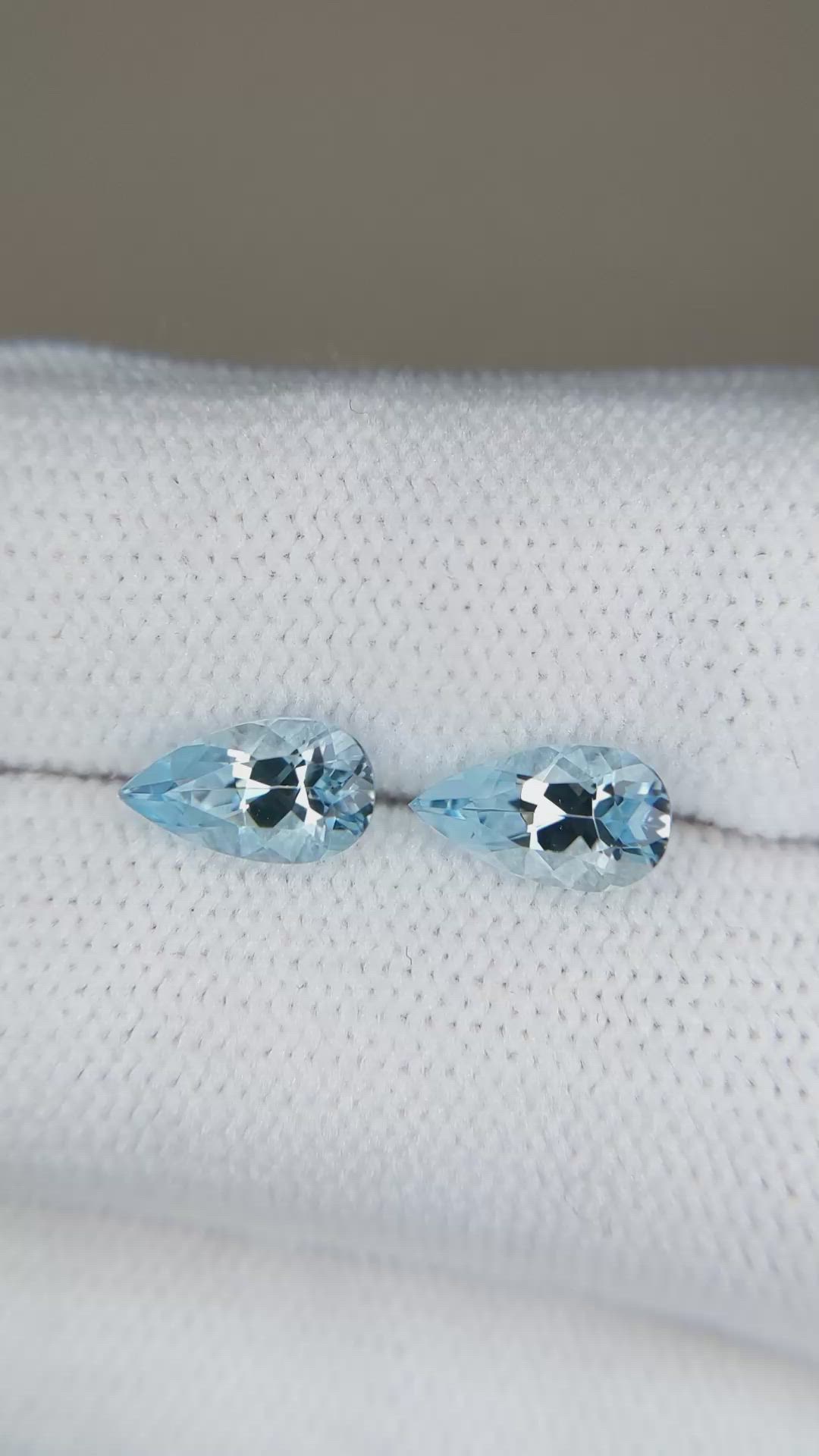 1.71&nbsp;Ct.Tw.Total Carat Weight Blue Aquamarine Pair from Brazil Size Video