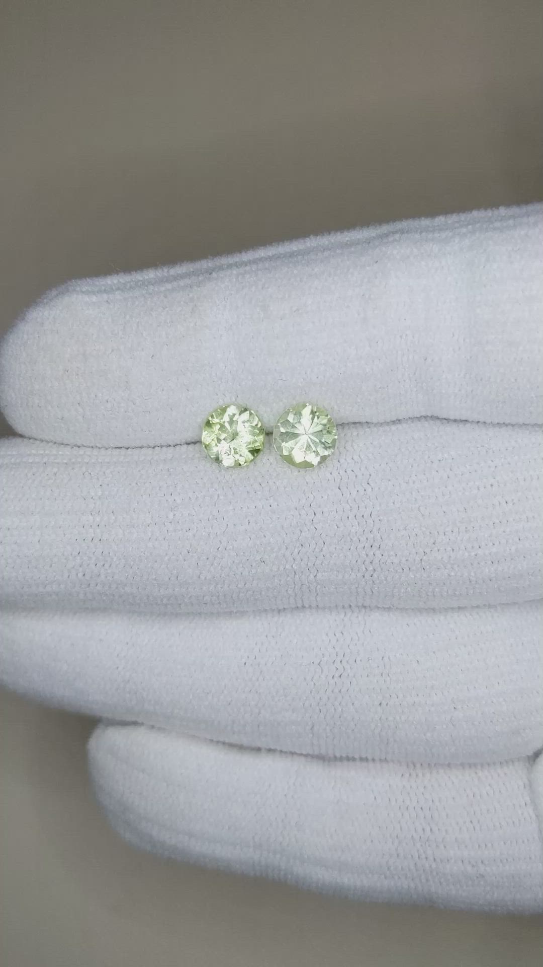 1.81&nbsp;Ct.Tw.Total Carat Weight Yellowish Green Tourmaline Pair from Brazil Size Video