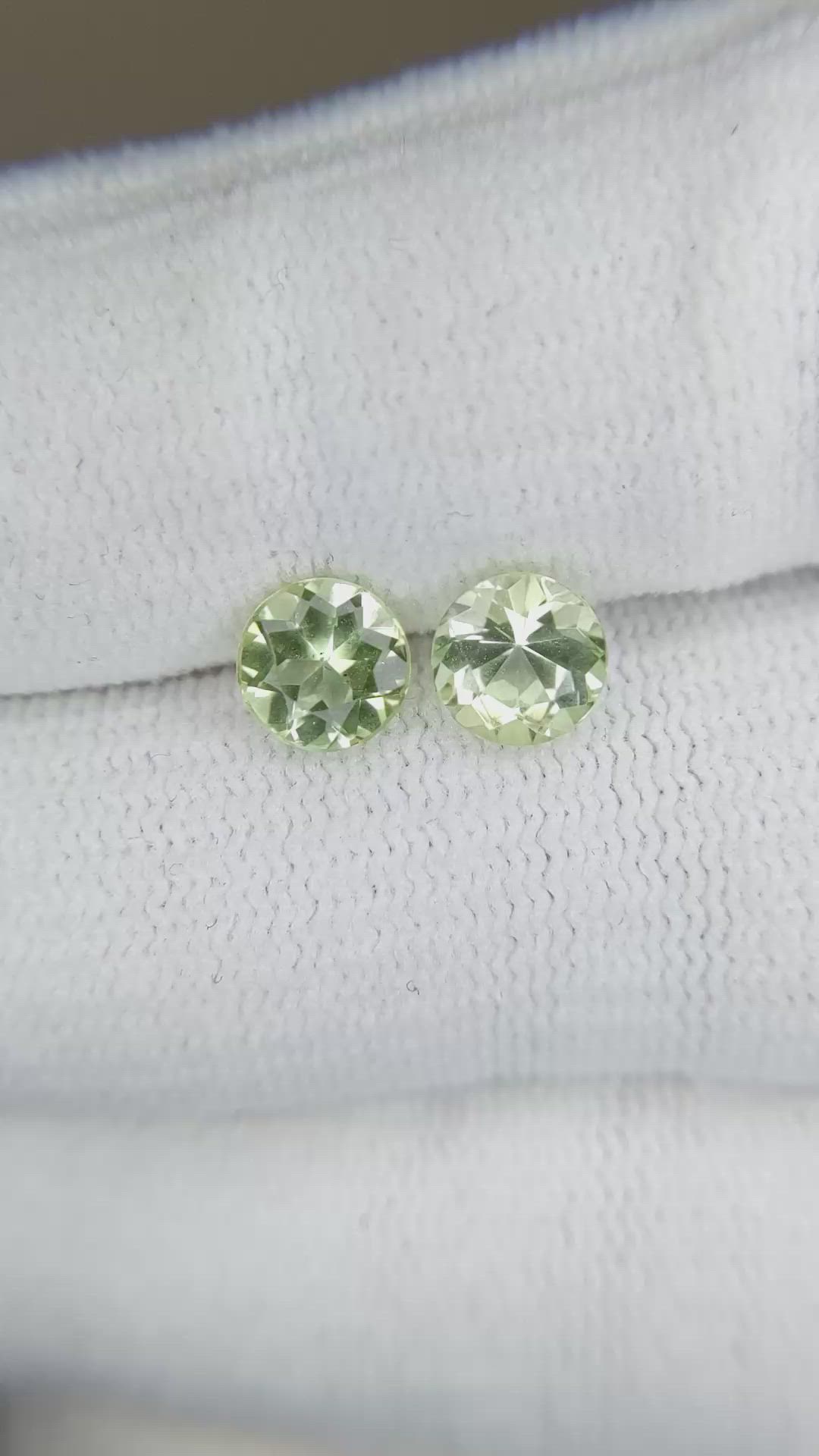 1.81&nbsp;Ct.Tw.Total Carat Weight Yellowish Green Tourmaline Pair from Brazil Size Video