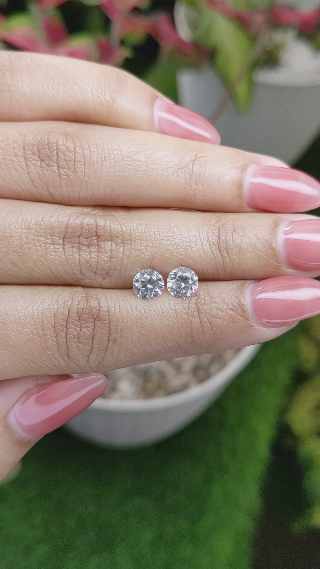 2.16 Ct.Tw.Total Carat Weight White Zircon Pair from Ceylon (Sri Lanka) Size Video