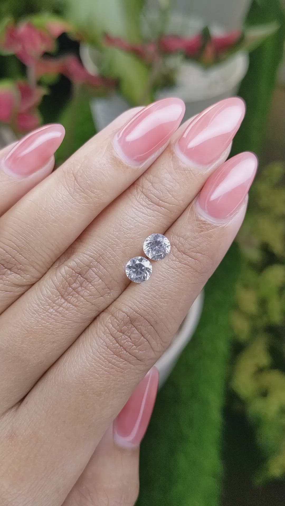 2.16 Ct.Tw.Total Carat Weight White Zircon Pair from Ceylon (Sri Lanka) Size Video