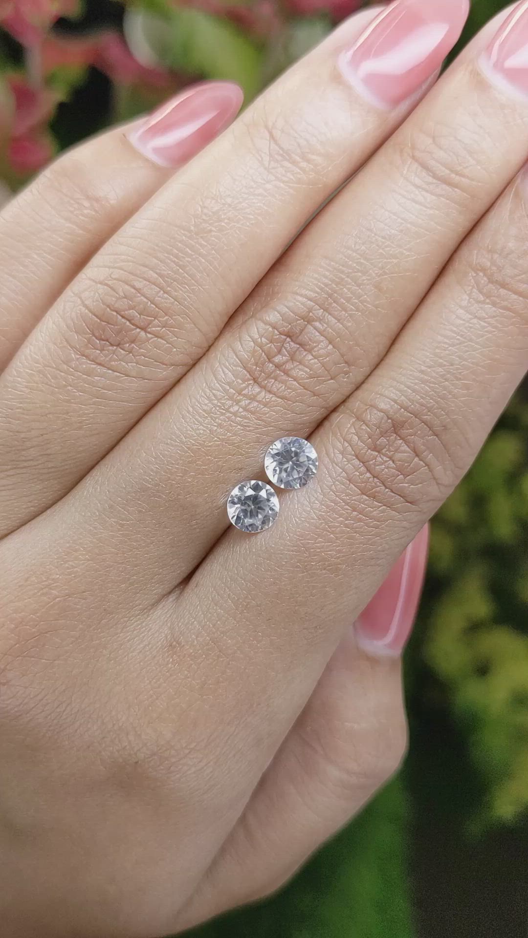 2.16 Ct.Tw.Total Carat Weight White Zircon Pair from Ceylon (Sri Lanka) Size Video