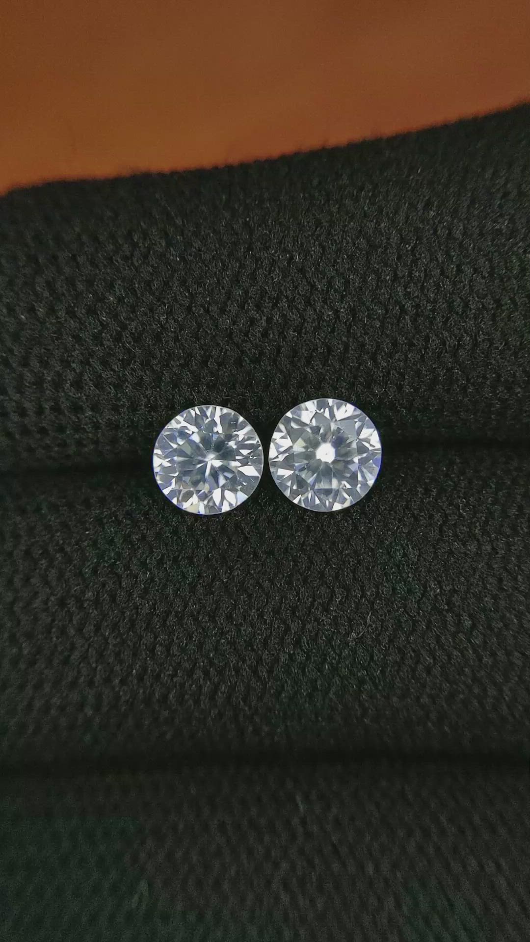 2.16 Ct.Tw.Total Carat Weight White Zircon Pair from Ceylon (Sri Lanka) Size Video