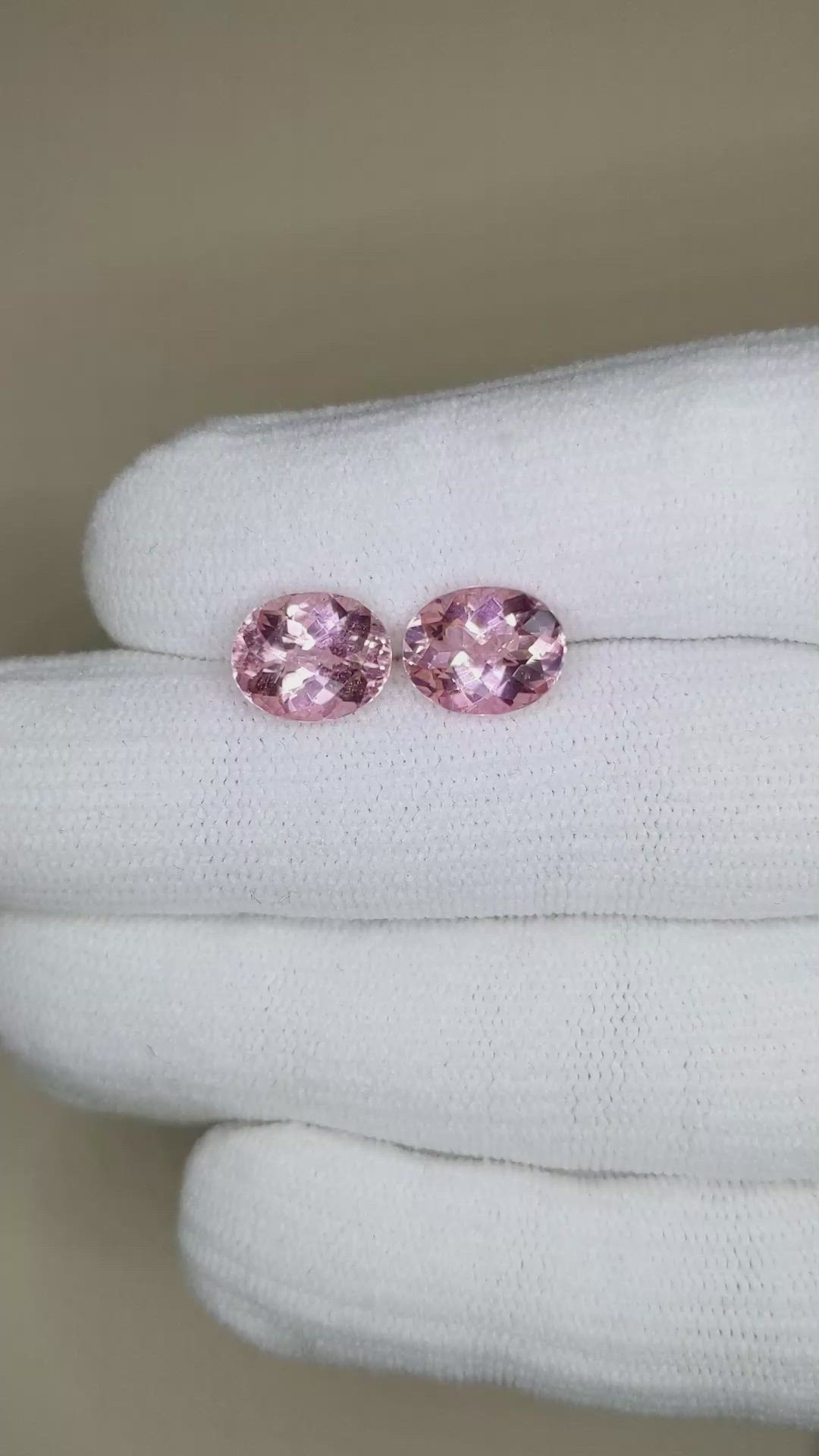 5.07&nbsp;Ct.Tw.Total Carat Weight Pink Tourmaline Pair from Mozambique Size Video