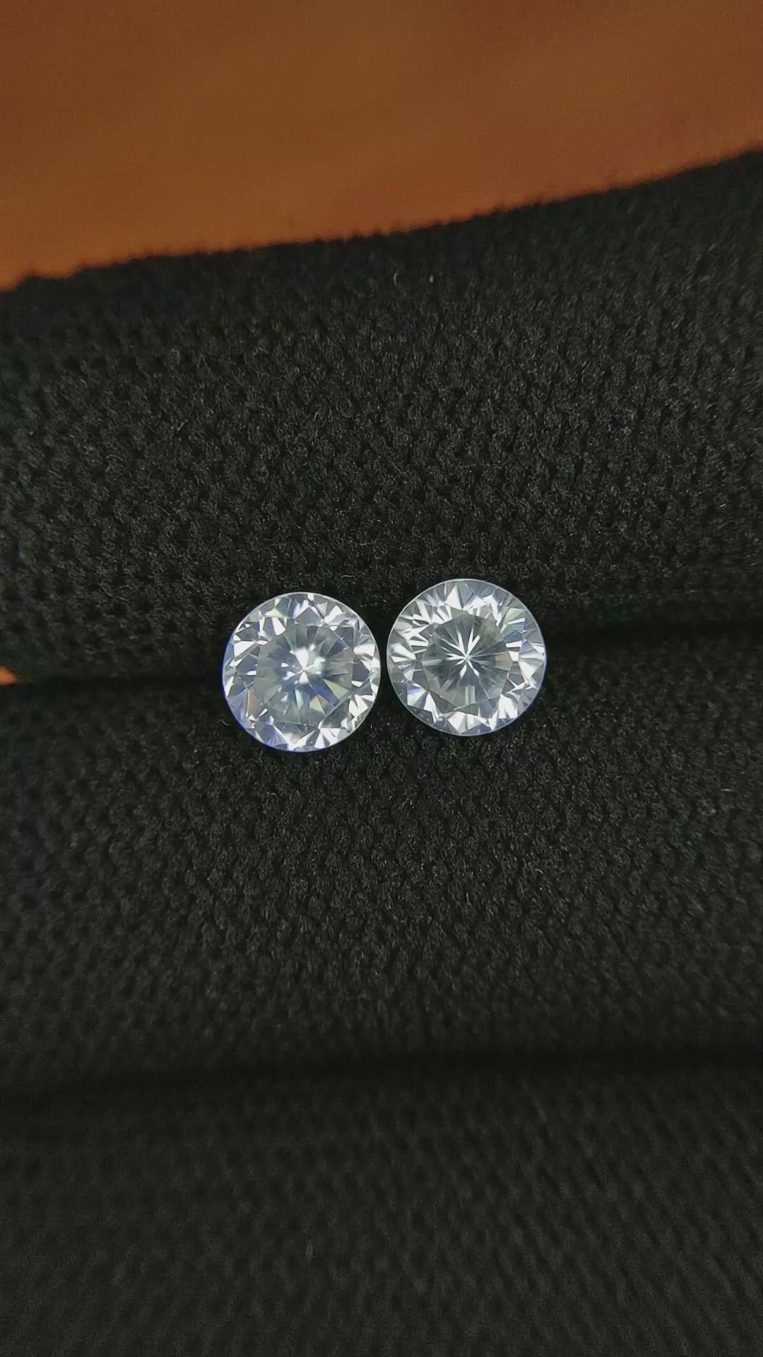 2.42 Ct.Tw.Total Carat Weight White Zircon Pair from Ceylon (Sri Lanka) Size Video