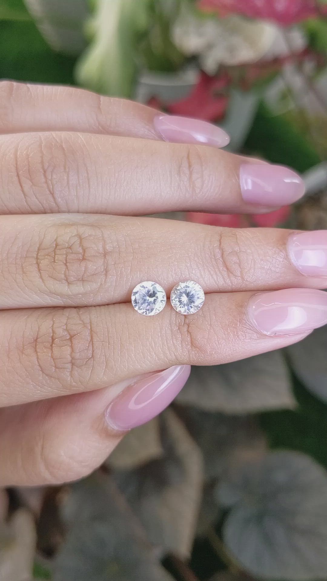 2.42 Ct.Tw.Total Carat Weight White Zircon Pair from Ceylon (Sri Lanka) Size Video