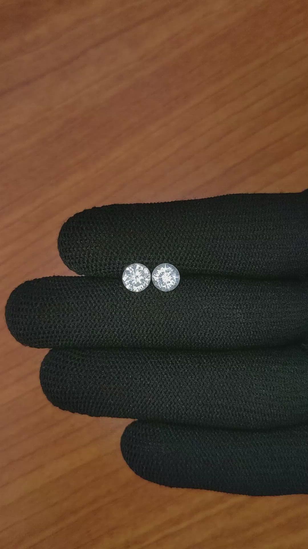 2.42 Ct.Tw.Total Carat Weight White Zircon Pair from Ceylon (Sri Lanka) Size Video