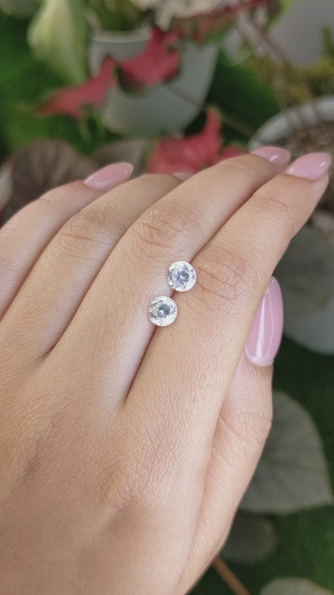 2.42 Ct.Tw.Total Carat Weight White Zircon Pair from Ceylon (Sri Lanka) Size Video