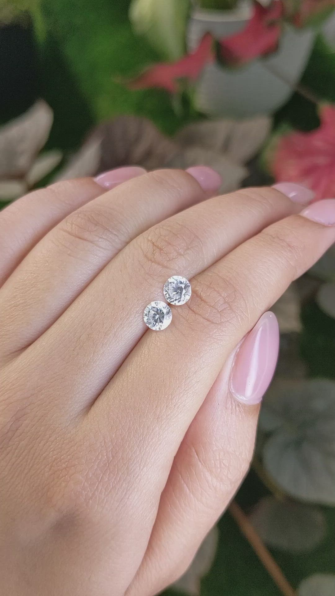 2.27&nbsp;Ct.Tw.Total Carat Weight White Zircon Pair from Ceylon (Sri Lanka) Size Video