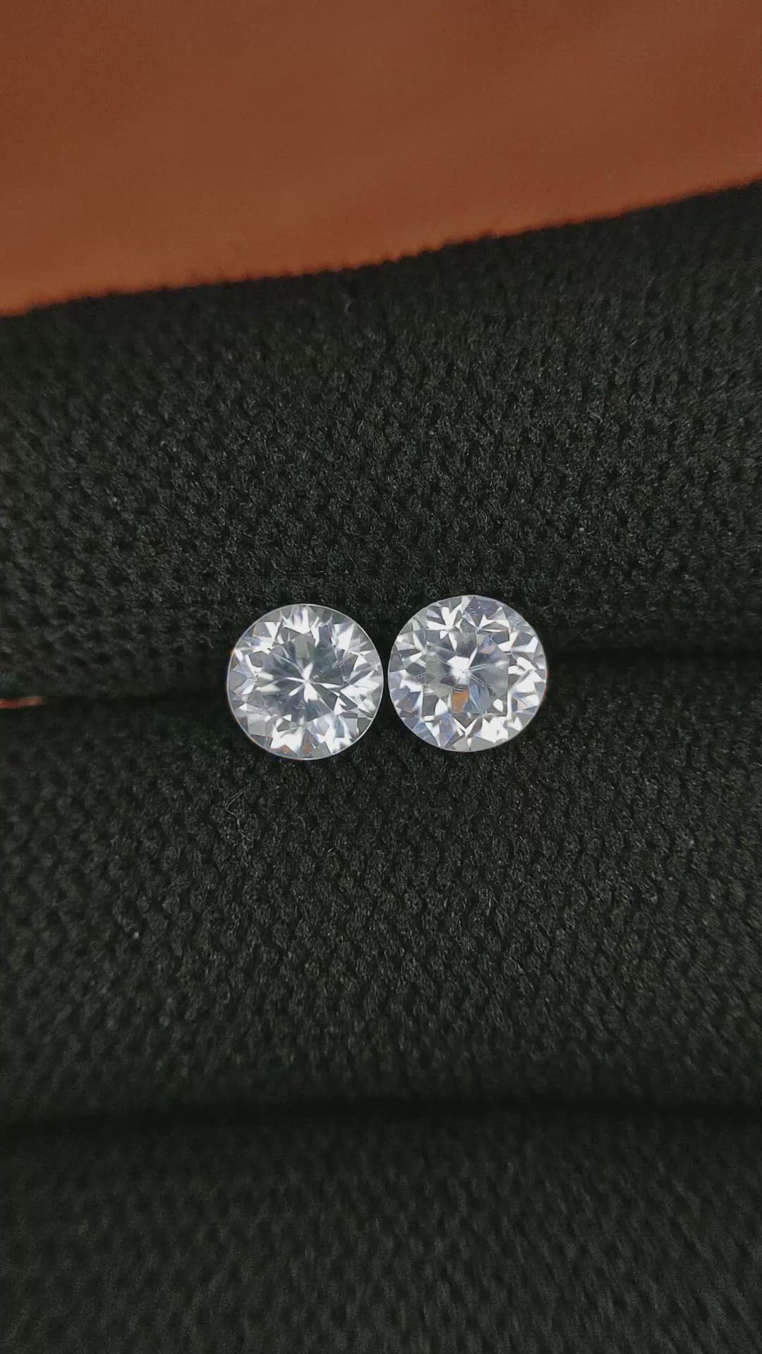 2.27&nbsp;Ct.Tw.Total Carat Weight White Zircon Pair from Ceylon (Sri Lanka) Size Video