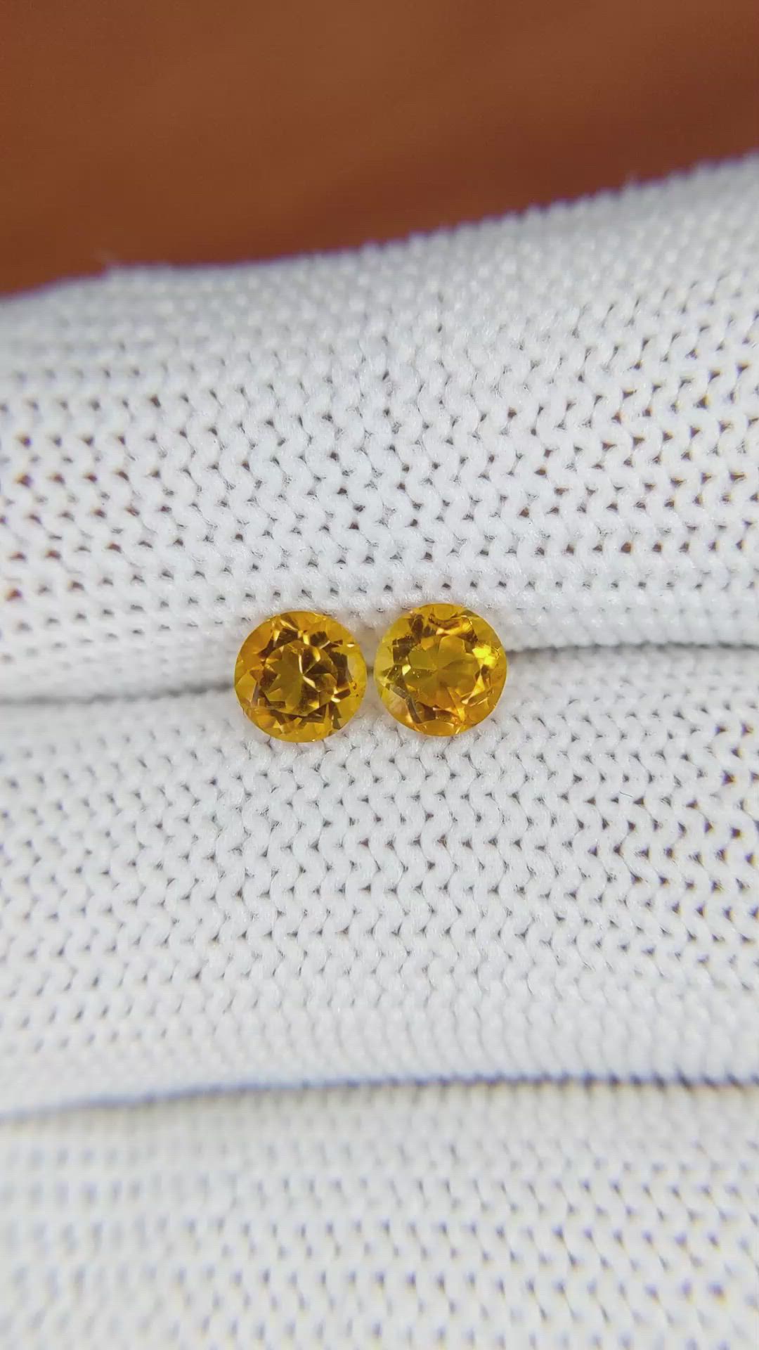 0.96&nbsp;Ct.Tw.Total Carat Weight Yellowish Orange Madeira Citrine Pair from Brazil Size Video