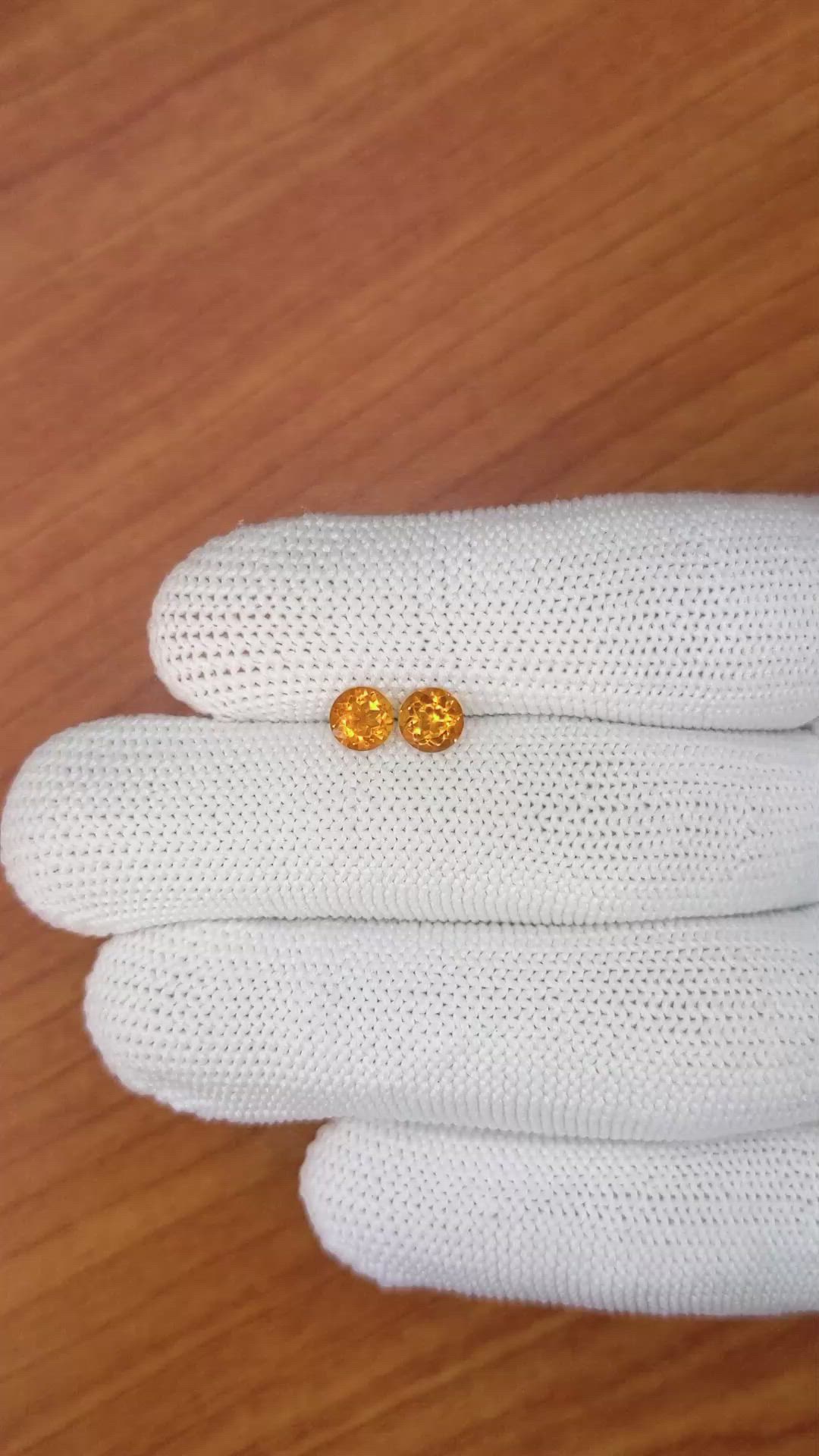 0.99&nbsp;Ct.Tw.Total Carat Weight Orange Madeira Citrine Pair from Brazil Size Video