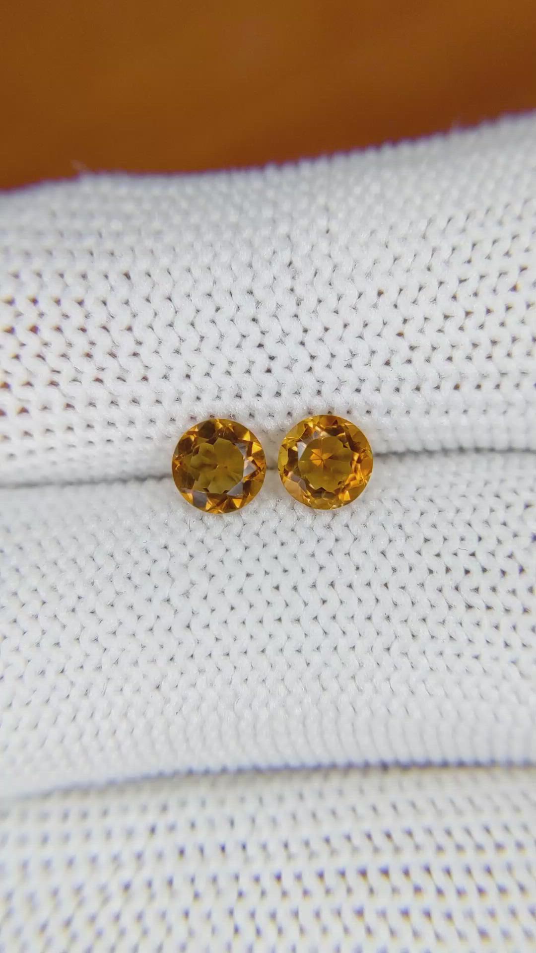 0.89&nbsp;Ct.Tw.Total Carat Weight Yellowish Orange Madeira Citrine Pair from Brazil Size Video