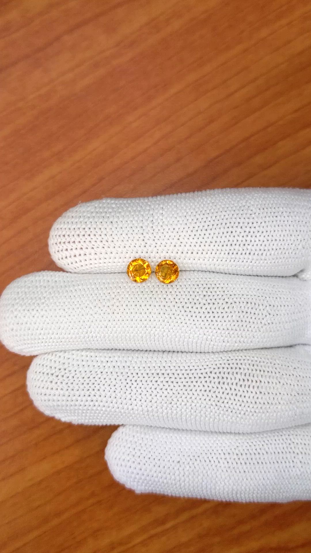 0.86&nbsp;Ct.Tw.Total Carat Weight Yellowish Orange Madeira Citrine Pair from Brazil Size Video
