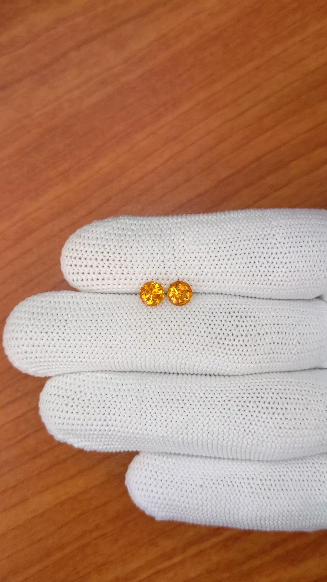 0.99&nbsp;Ct.Tw.Total Carat Weight Orange Madeira Citrine Pair from Brazil Size Video