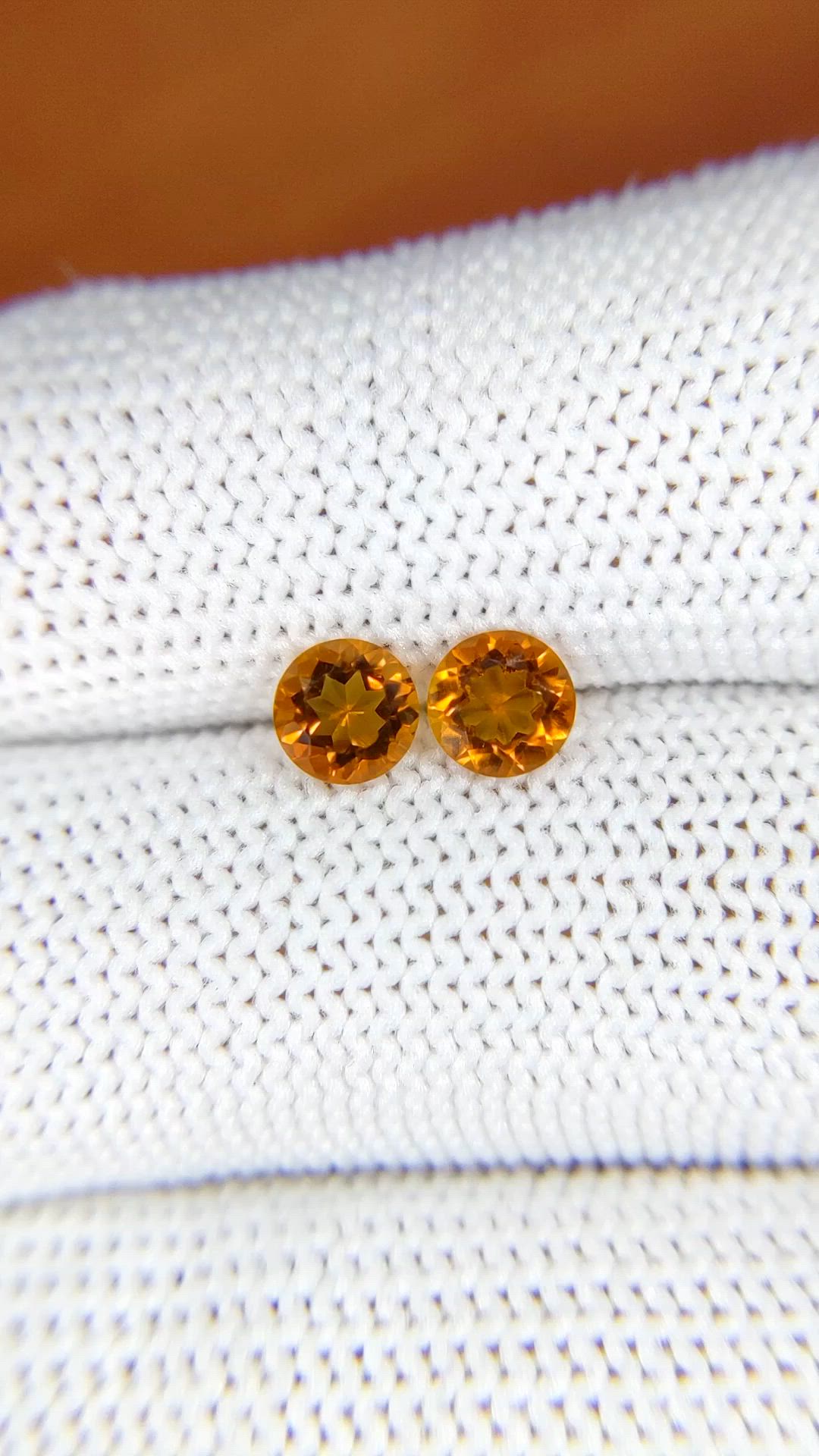0.92&nbsp;Ct.Tw.Total Carat Weight Madeira Citrine Pair from Brazil Size Video