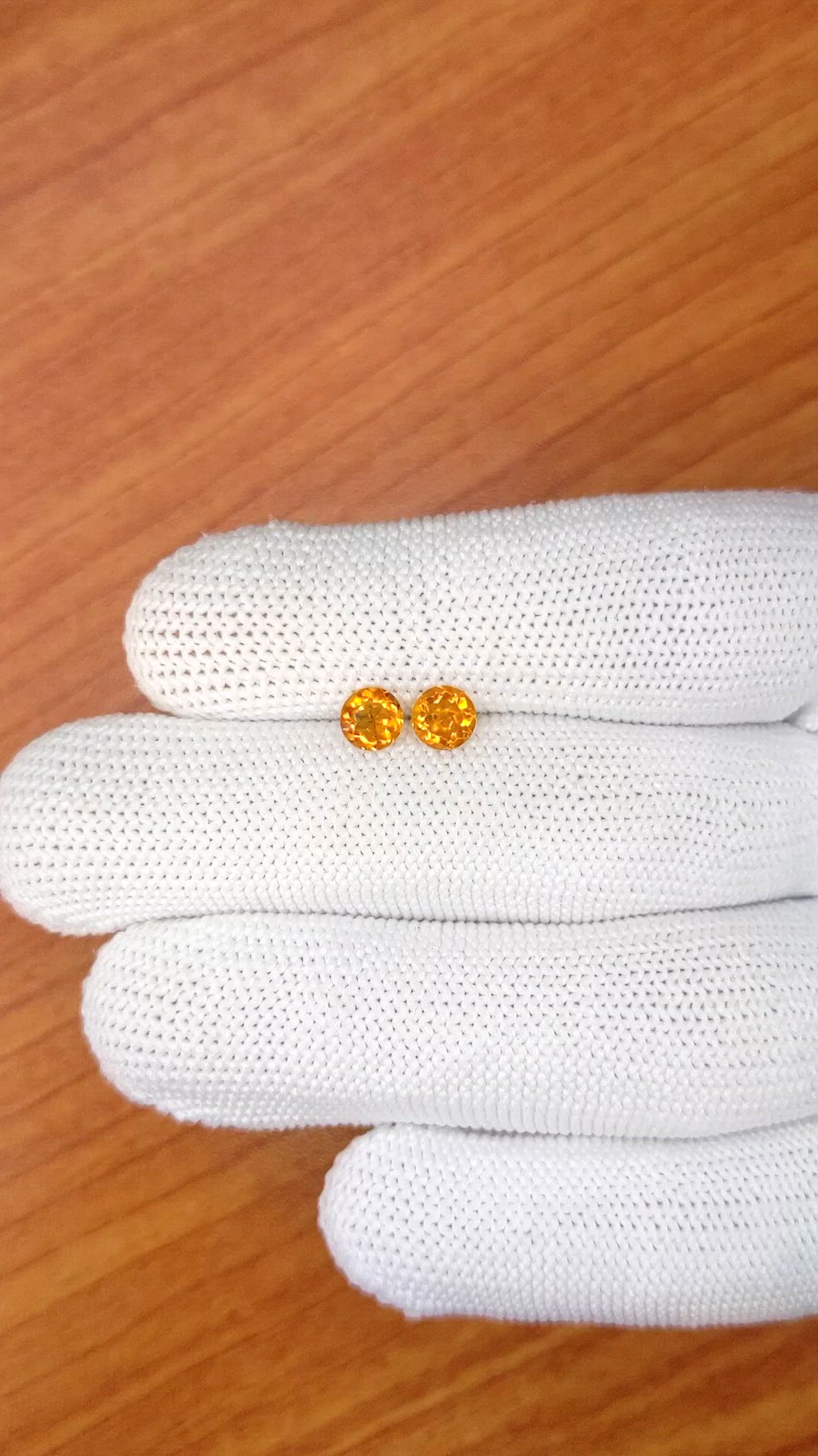 0.93&nbsp;Ct.Tw.Total Carat Weight Orange Madeira Citrine Pair from Brazil Size Video