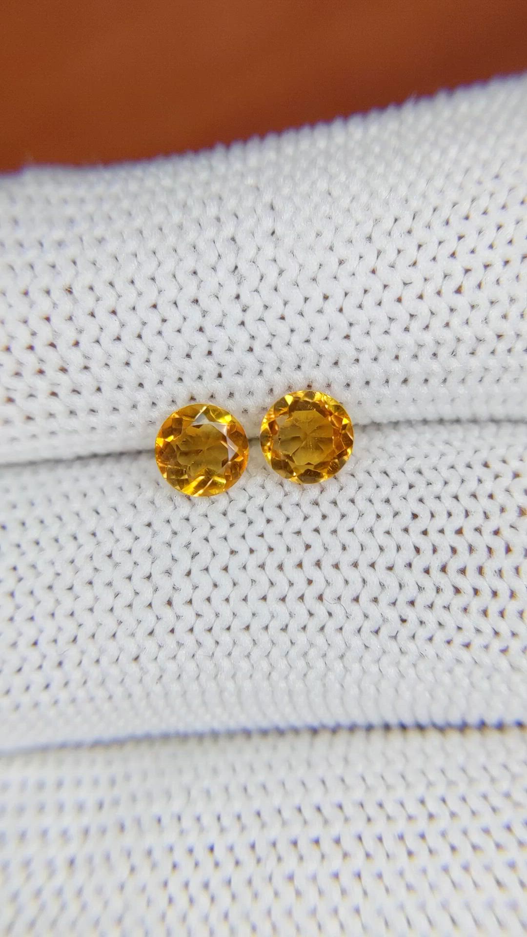 0.82&nbsp;Ct.Tw.Total Carat Weight Yellowish Orange Madeira Citrine Pair from Brazil Size Video