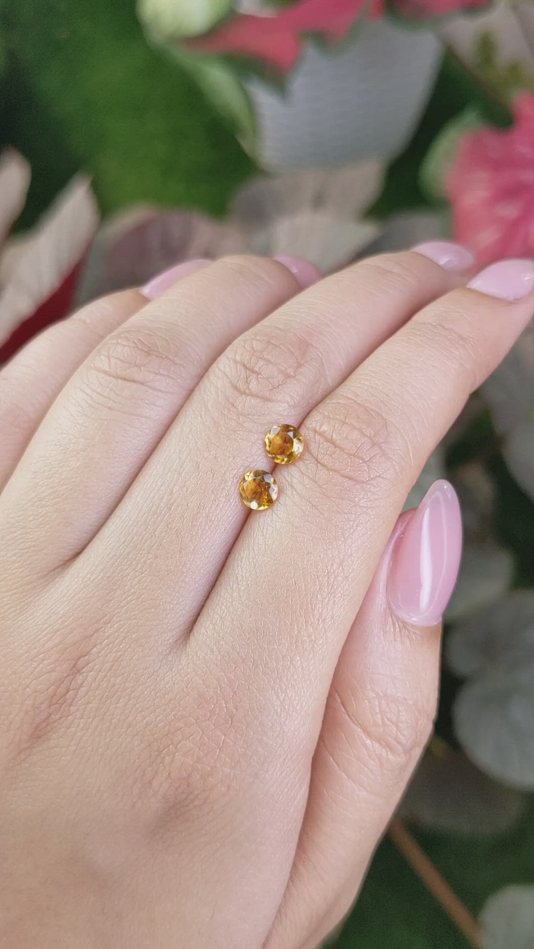 0.82&nbsp;Ct.Tw.Total Carat Weight Yellowish Orange Madeira Citrine Pair from Brazil Size Video