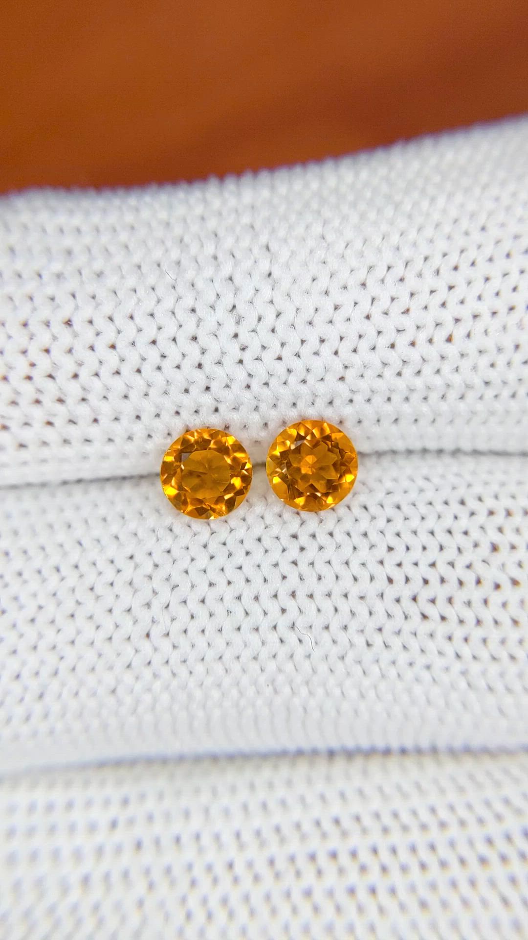 0.89 Ct.Tw.Total Carat Weight Orange Madeira Citrine Pair from Brazil Size Video