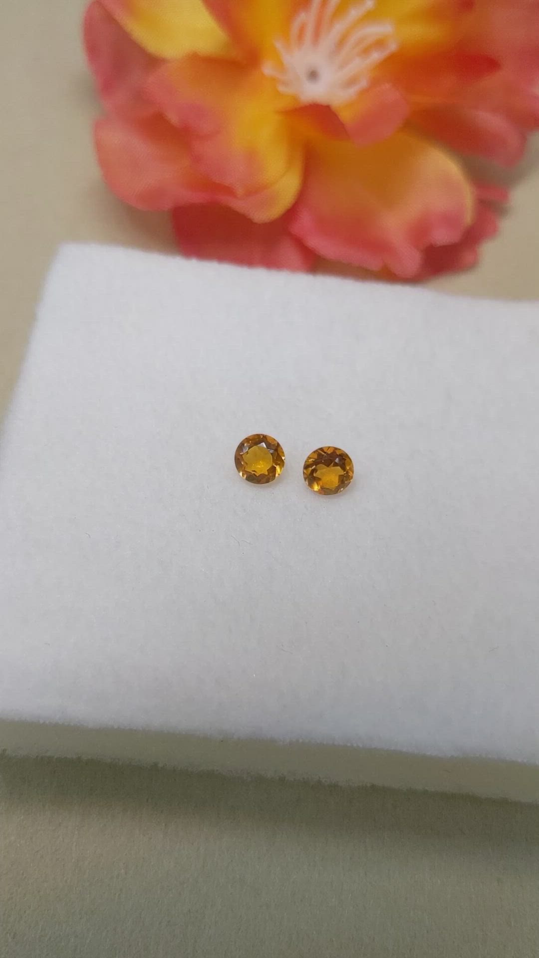 0.89 Ct.Tw.Total Carat Weight Orange Madeira Citrine Pair from Brazil Size Video