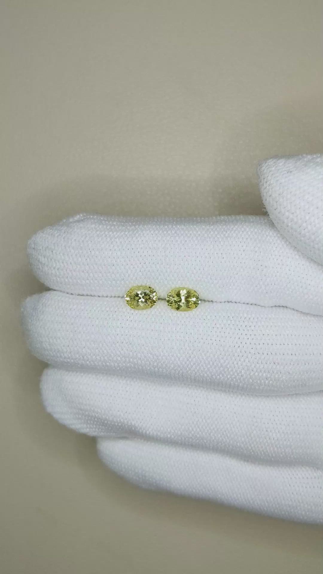 1.32&nbsp;Ct.Tw.Total Carat Weight Greenish Yellow Chrysoberyl Pair from Ceylon (Sri Lanka) Size Video