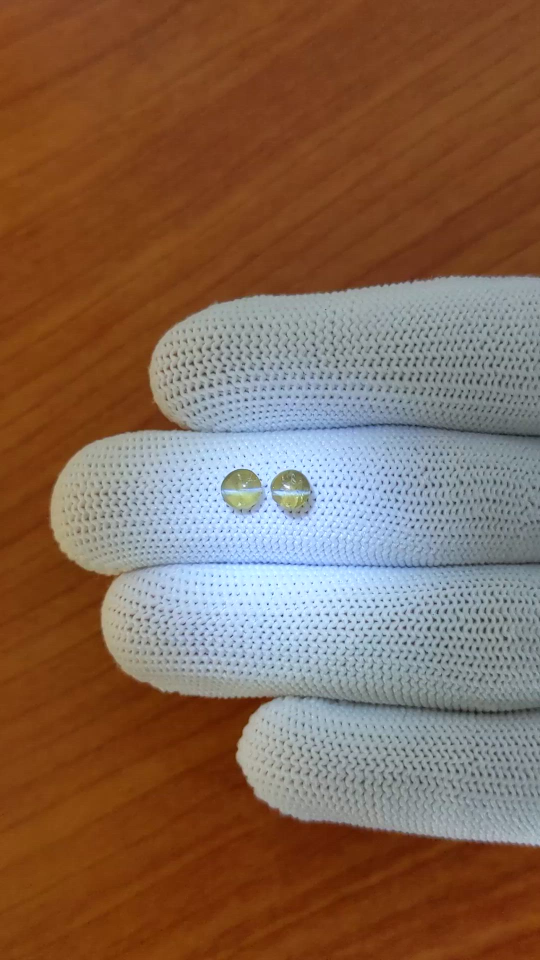 1.21&nbsp;Ct.Tw.Total Carat Weight Yellowish Brown Cabochon Chrysoberyl Pair from Ceylon (Sri Lanka) Size Video