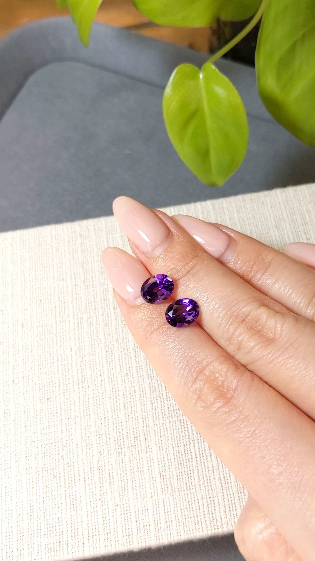 3.50&nbsp;Ct.Tw.Total Carat Weight Purple Amethyst Pair from Brazil Size Video
