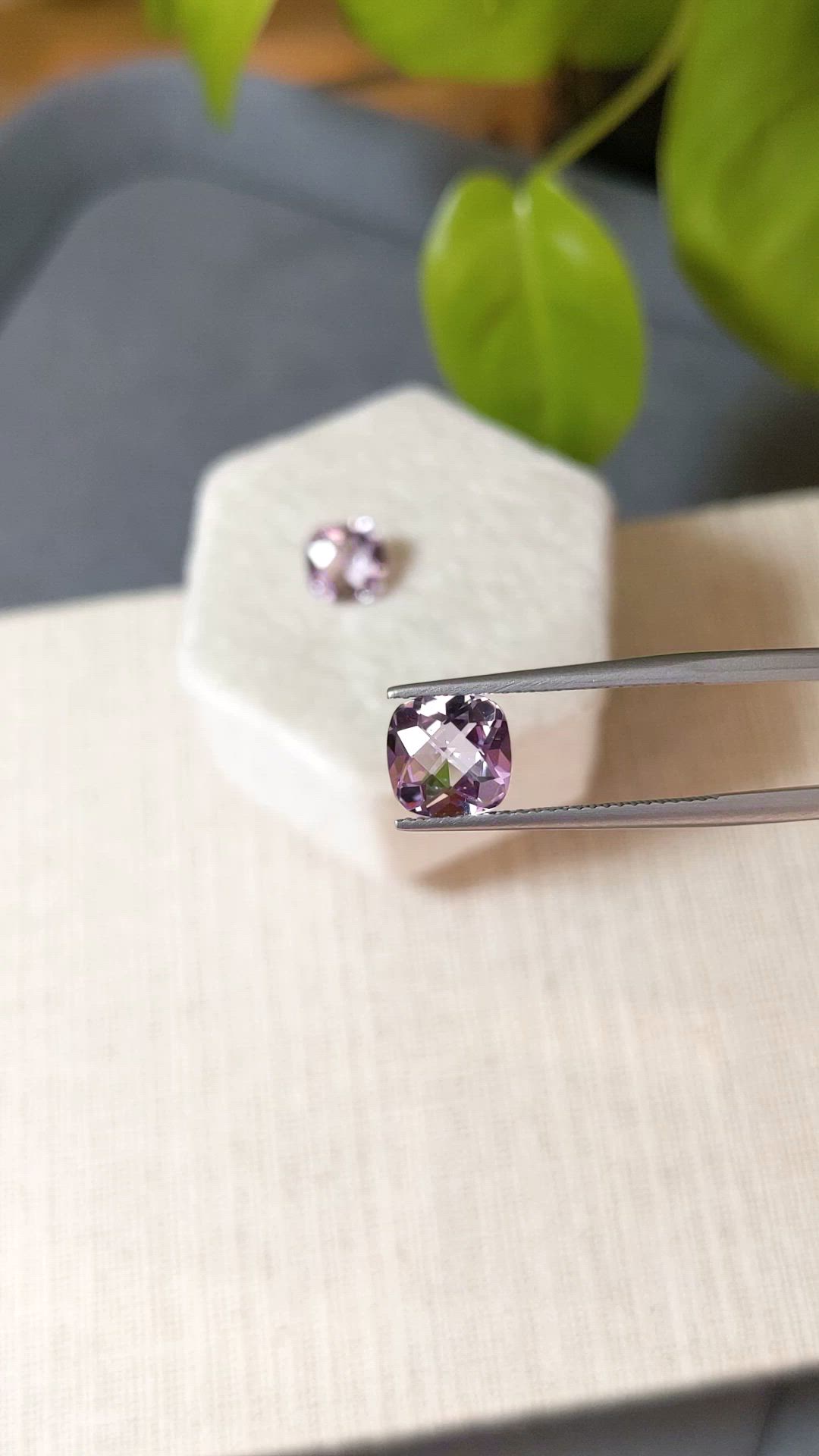 3.70&nbsp;Ct.Tw.Total Carat Weight Purple Amethyst Pair from Brazil Size Video