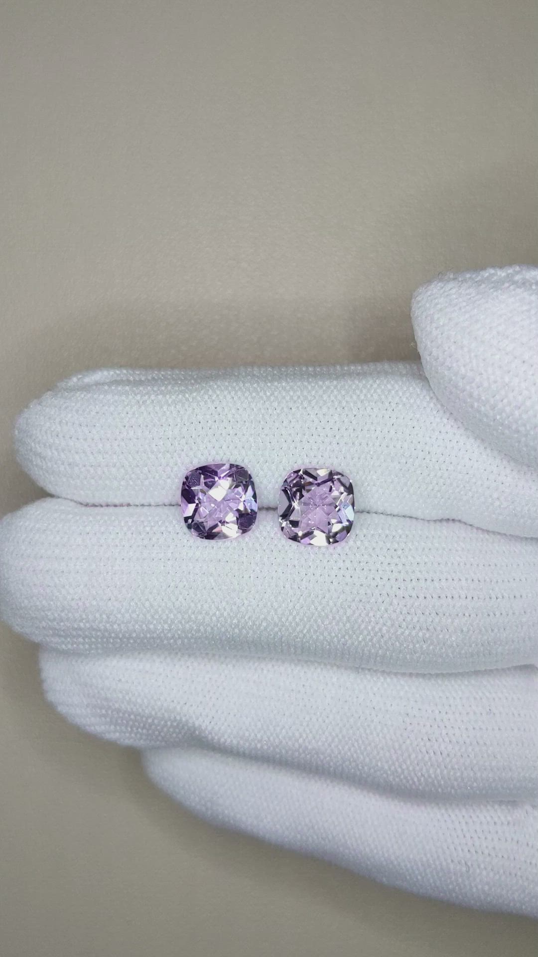 3.70&nbsp;Ct.Tw.Total Carat Weight Purple Amethyst Pair from Brazil Size Video