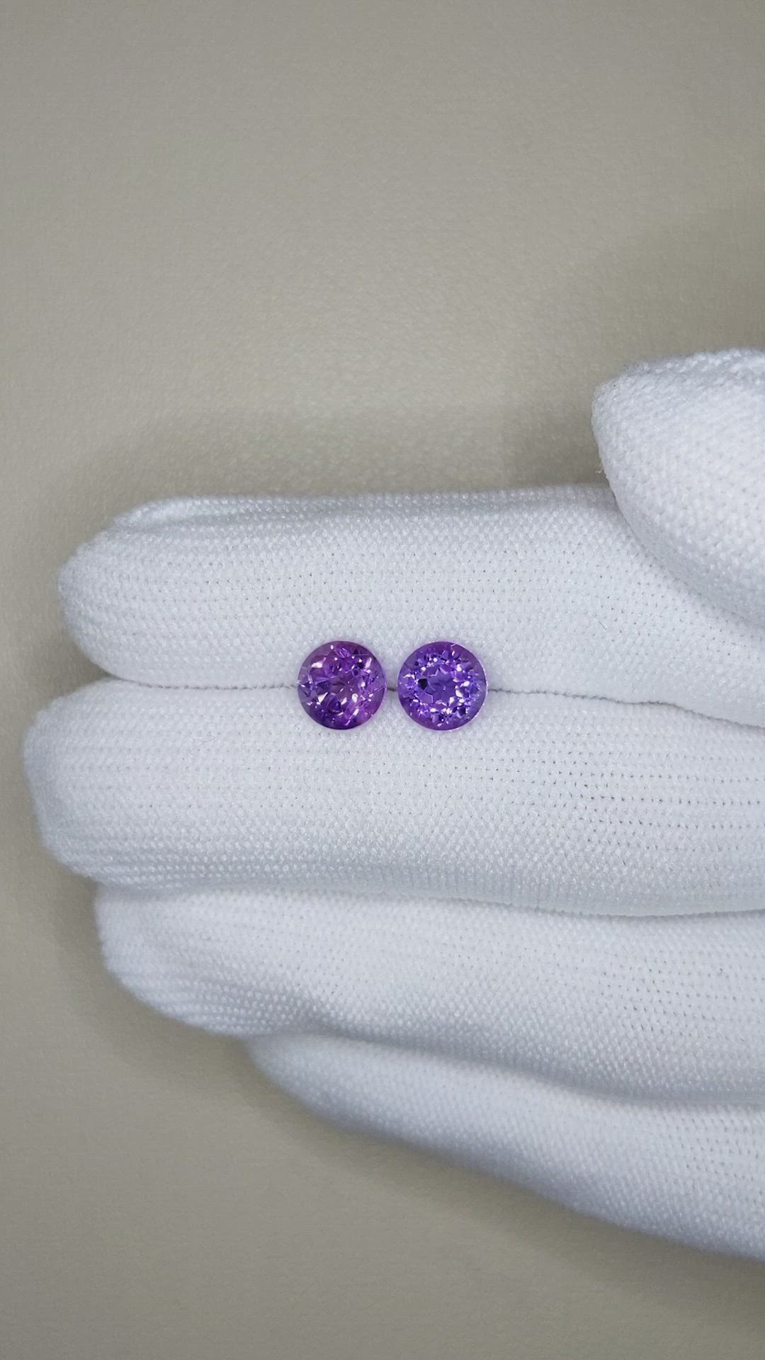 2.59&nbsp;Ct.Tw.Total Carat Weight Pinkish Purple Amethyst Pair from Brazil Size Video